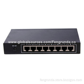 8-port Full Gigabit Network Switch, Measures 180 x 120 x 35mm